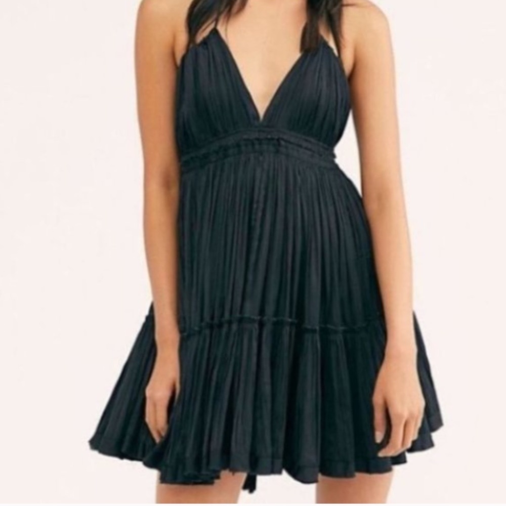 Free People 100 Degrees Of Shine Black Mini Dress - Picture 6 of 11